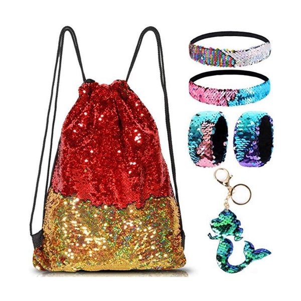 Custom Reversible Sequin Drawstring Party Backpack.