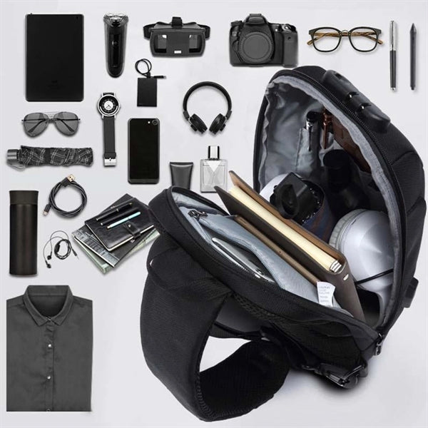 Anti Theft Usb Recharging Sling Crossbody Backpack