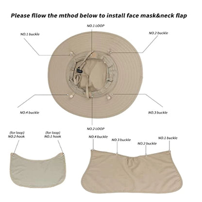Face Cover Summer Neck Flap Bucket Hat