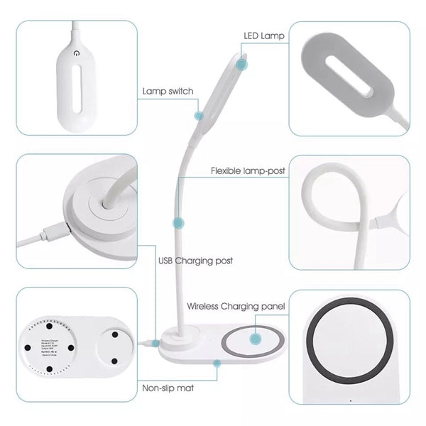 Foldable Multifunction table Lamp with Wireless Charging