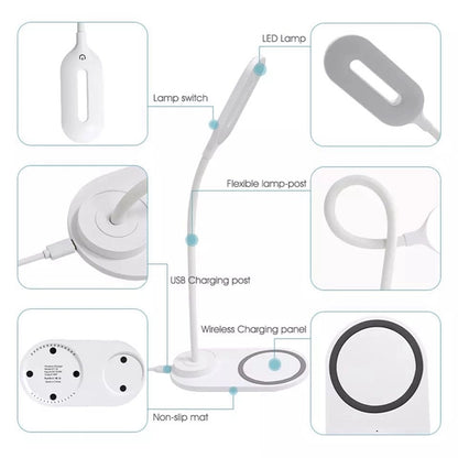 Foldable Multifunction table Lamp with Wireless Charging