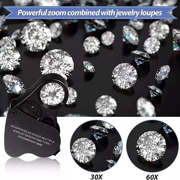30X 60X Illuminated Jewelers Eye Loupe Magnifier
