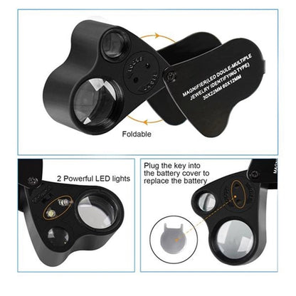 30X 60X Illuminated Jewelers Eye Loupe Magnifier