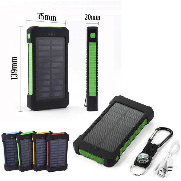 10,000 mAh Solar Charging Bank With Flashlight
