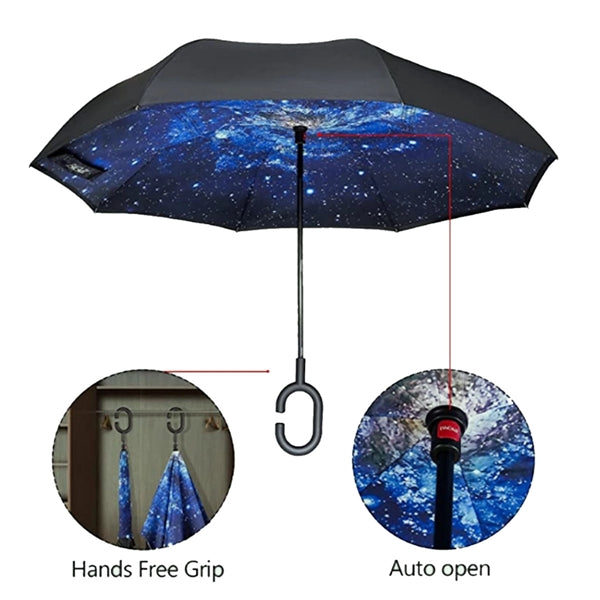 Double Reverse Umbrella With C-shaped Handle