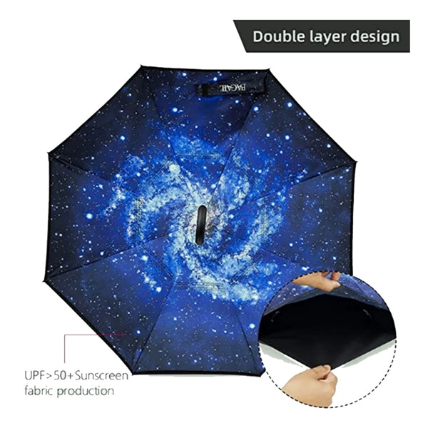 Double Reverse Umbrella With C-shaped Handle