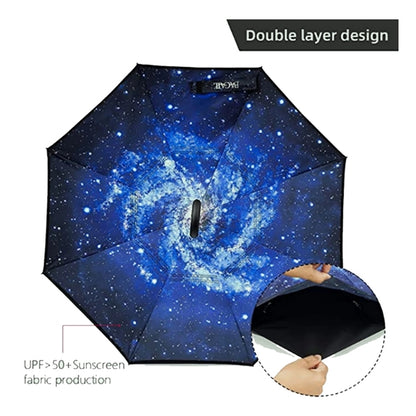 Double Reverse Umbrella With C-shaped Handle