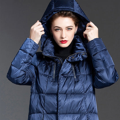 Women's Hooded Thickened Long Down Jacket