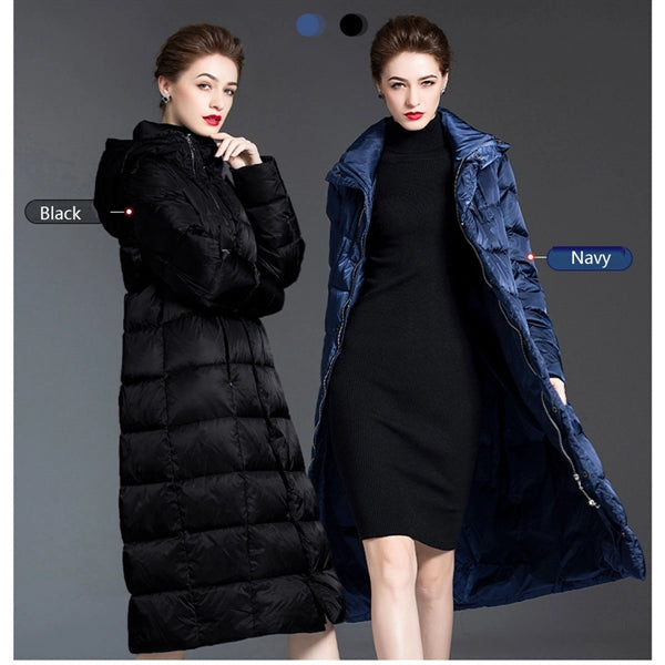 Women's Hooded Thickened Long Down Jacket