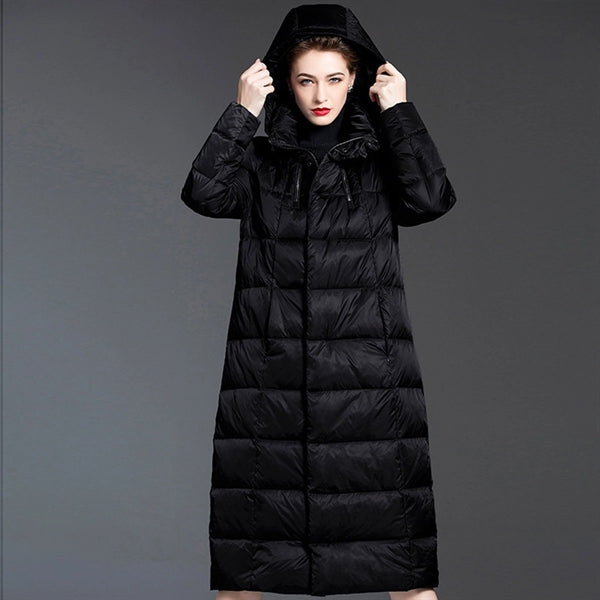 Women's Hooded Thickened Long Down Jacket