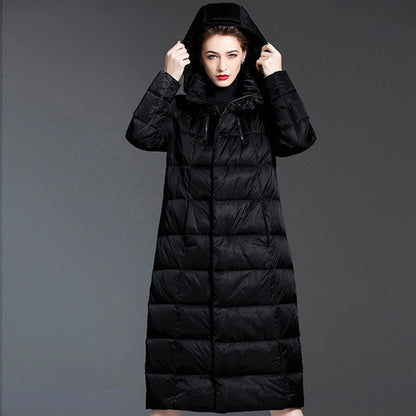 Women's Hooded Thickened Long Down Jacket