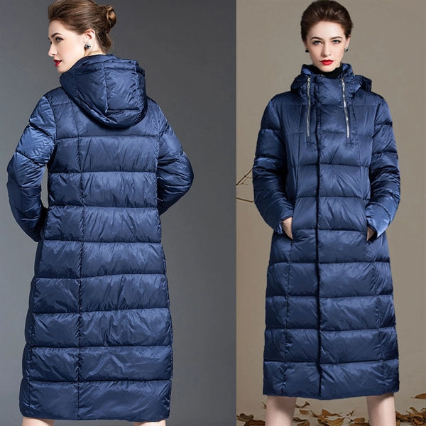 Women's Hooded Thickened Long Down Jacket