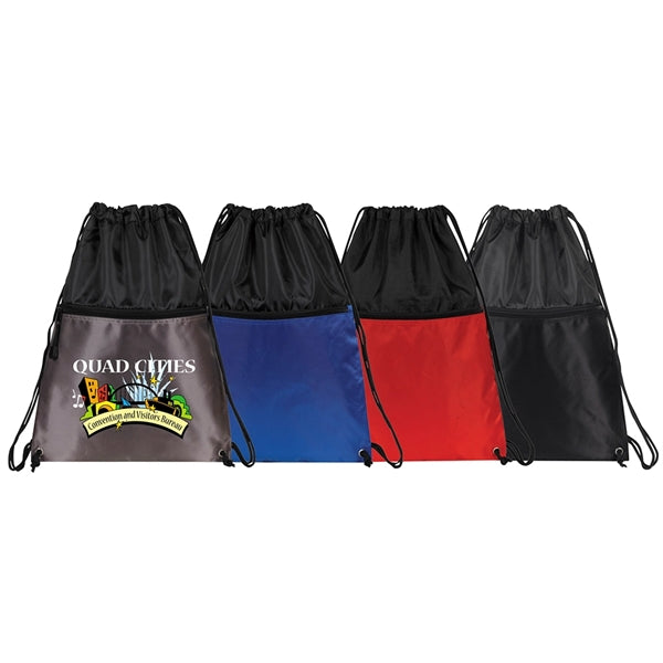 Drawstring Backpack W/Zipper Pocket