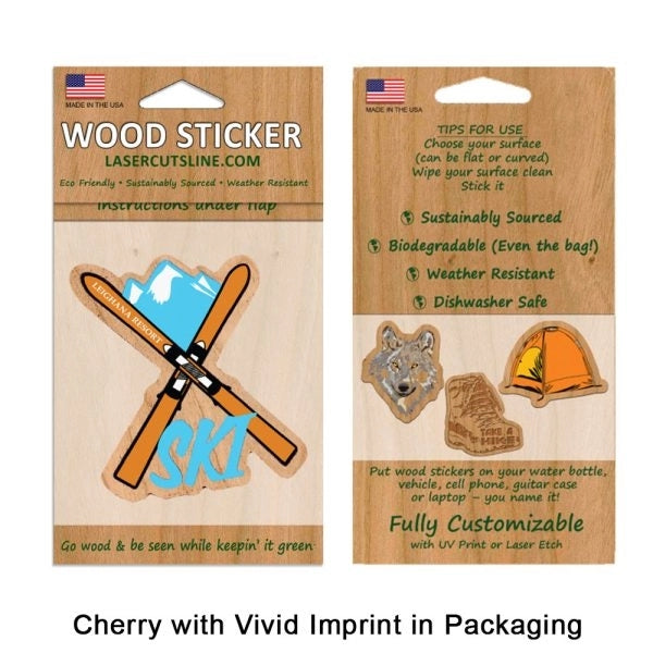 Laser Etched Maple Wood Stickers