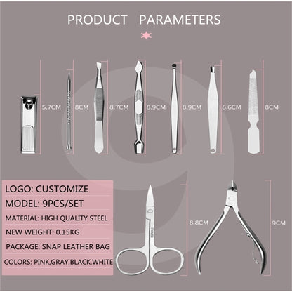 9 Piece Set of Nail Clippers and Manicure Tools  Custom LOGO