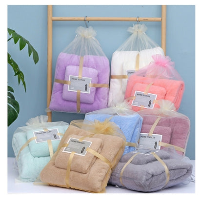 Coral Fleece Bath Beach Towels Set
