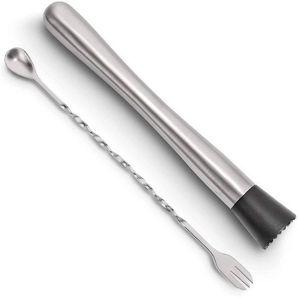 Stainless Steel Cocktail Muddler Mixing Spoon Set