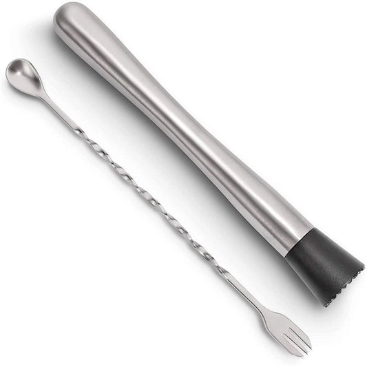 Stainless Steel Cocktail Muddler Mixing Spoon Set