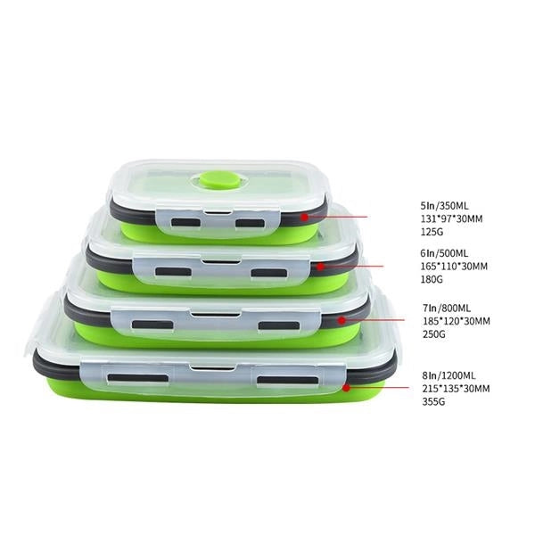 Square Silicone Collapsible Lunch Box
