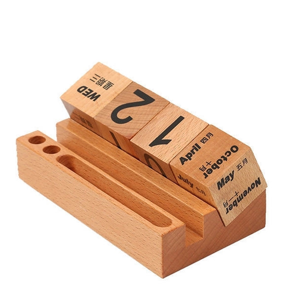 Bamboo Calendar Blocks with Pen Holder