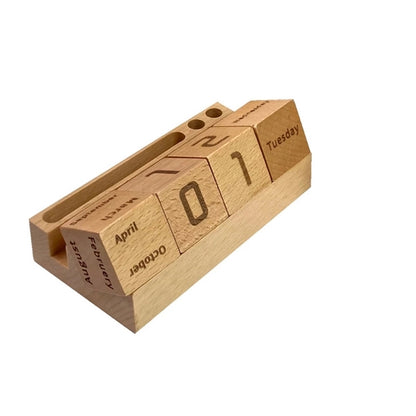 Bamboo Calendar Blocks with Pen Holder