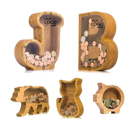 Wood piggy bank