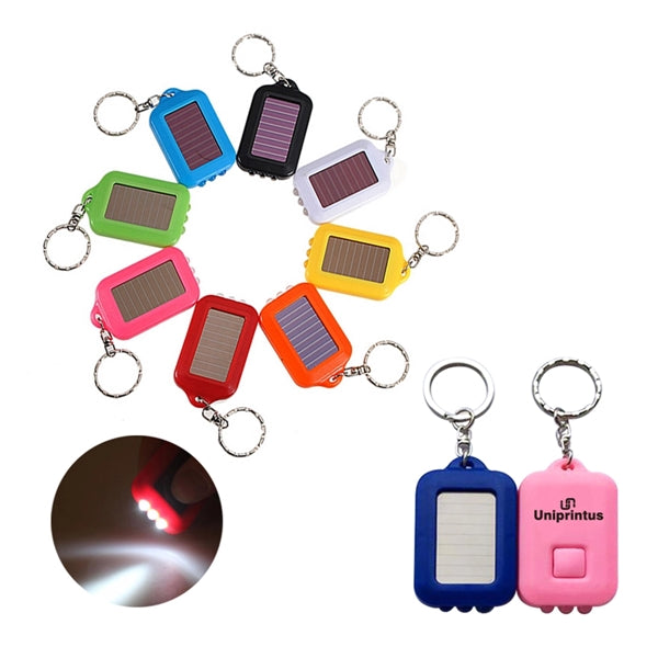 Mini Solar-powered LED Flashlight Keychain