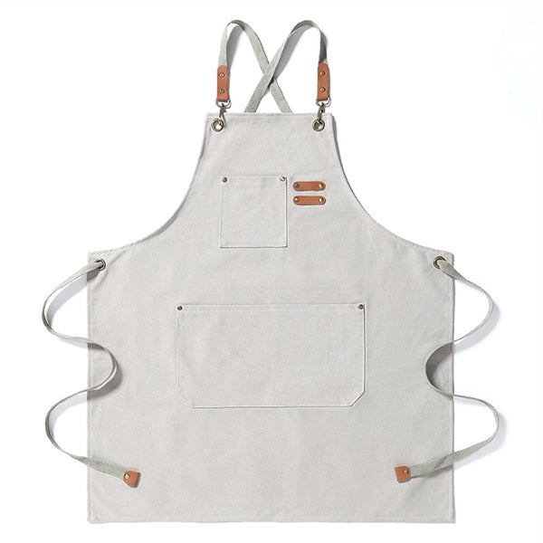 Canvas Cross Back Apron with Pockets