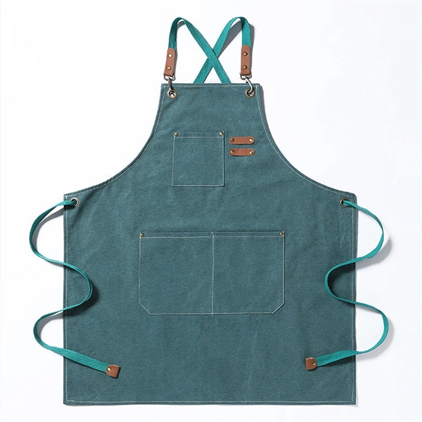 Canvas Cross Back Apron with Pockets