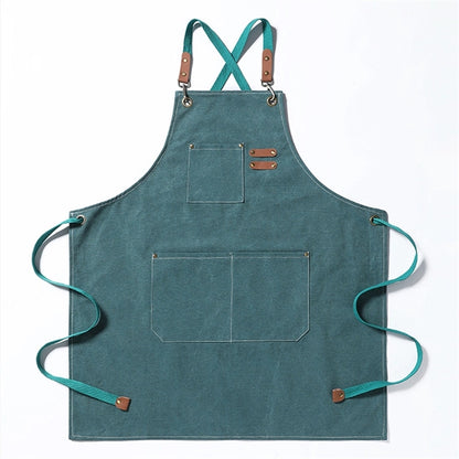 Canvas Cross Back Apron with Pockets