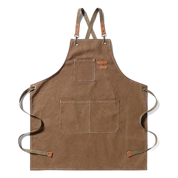 Canvas Cross Back Apron with Pockets
