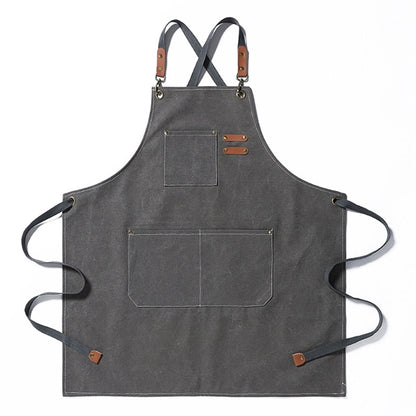Canvas Cross Back Apron with Pockets