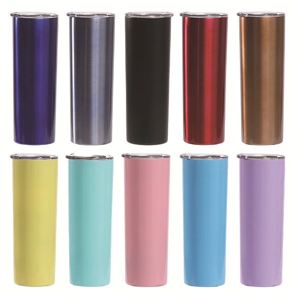 20 oz Stainless Steel Skinny Tumblers with Lid Straw