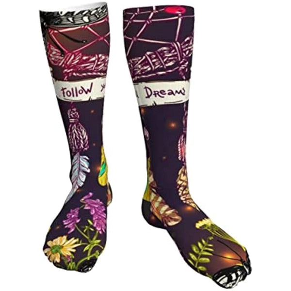 Mid calf sublimated full color crew socks, 200 needle