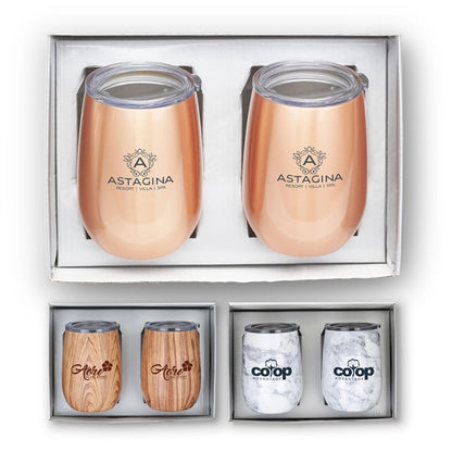 Stainless Steel Stemless Wine Tumbler Gift Set