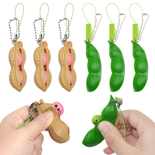 Fidget Squeeze Peanut Toy Keychain