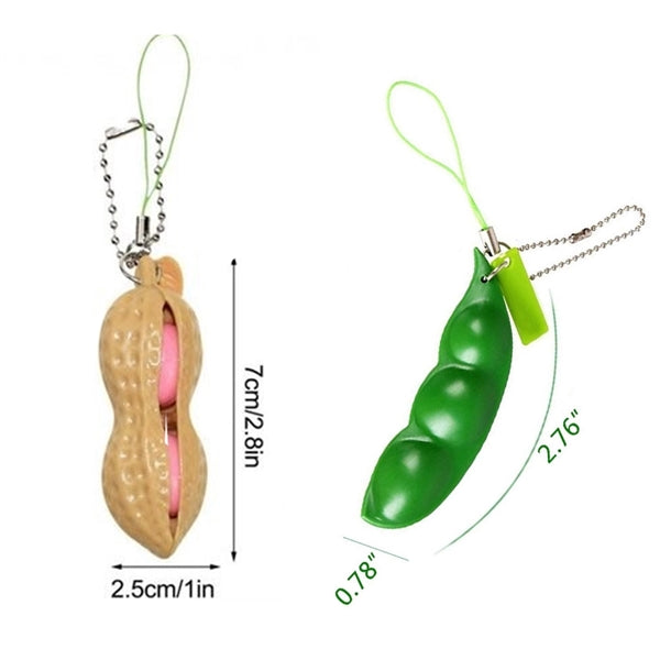 Fidget Squeeze Peanut Toy Keychain