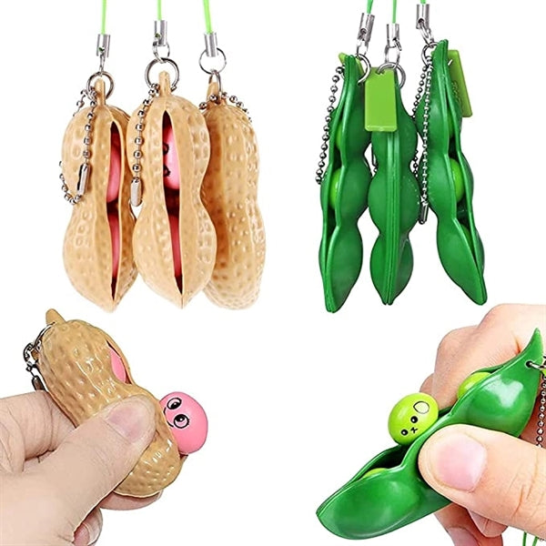 Fidget Squeeze Peanut Toy Keychain