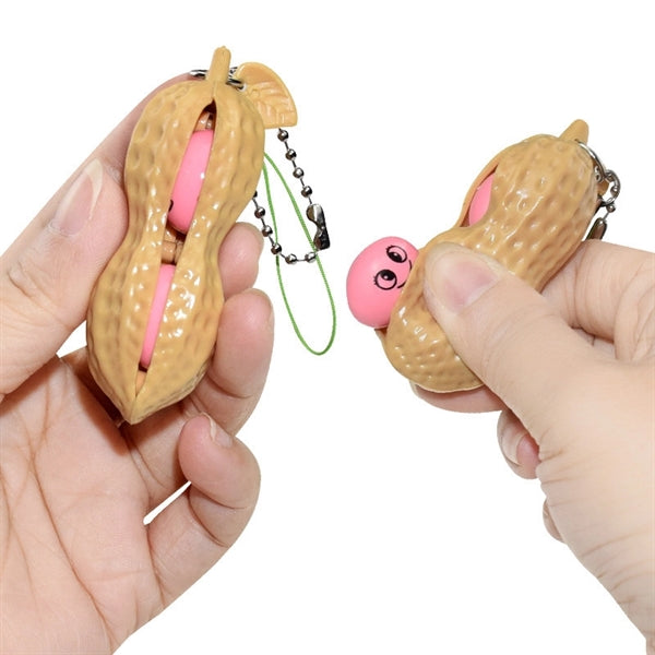 Fidget Squeeze Peanut Toy Keychain