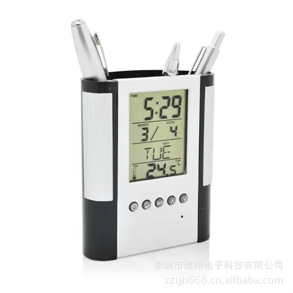 Pen Holder with Digital Alarm Clock