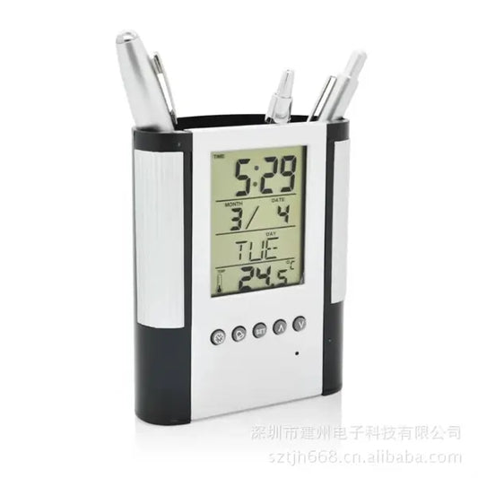 Pen Holder with Digital Alarm Clock