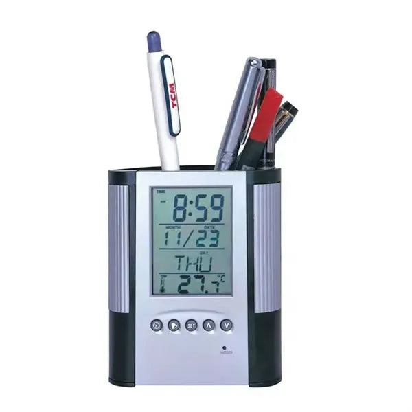 Pen Holder with Digital Alarm Clock