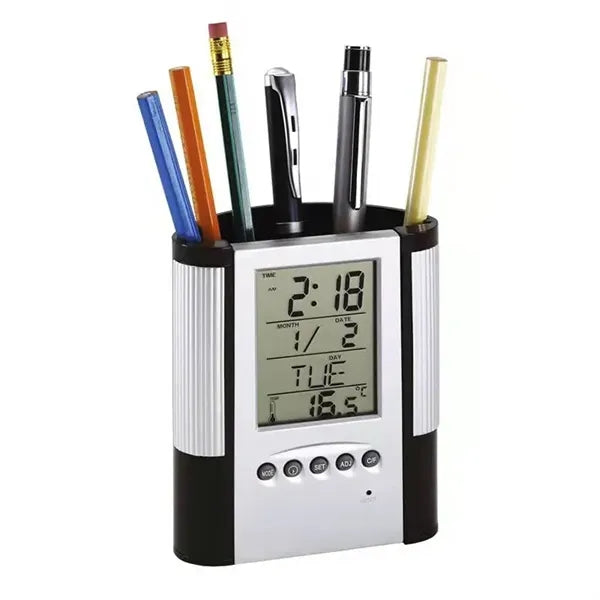 Pen Holder with Digital Alarm Clock