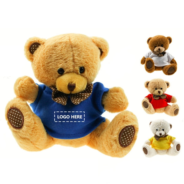 Huggable Plush Teddy Bear with T-Shirt, Customizable Gift.