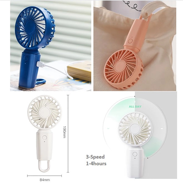 Mini Handheld USB Fan With Carabiner