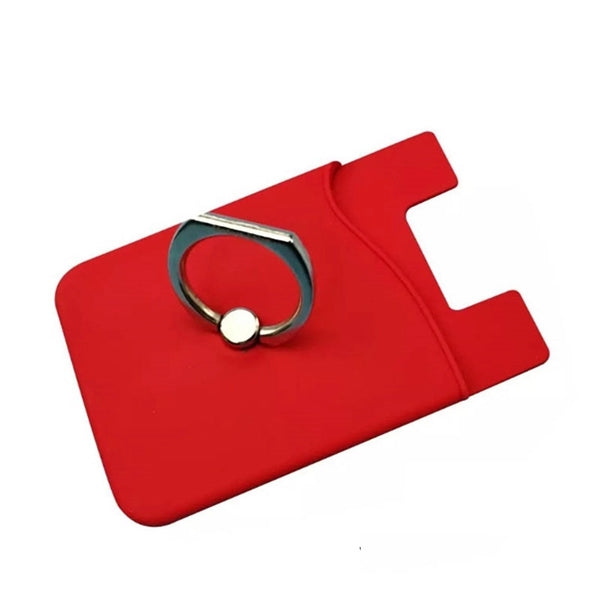Silicone Card Holder with Metal Ring Phone Stand