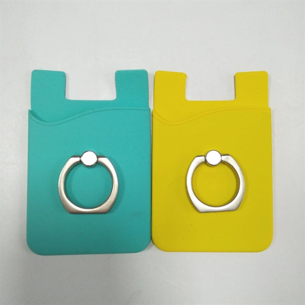 Silicone Card Holder with Metal Ring Phone Stand