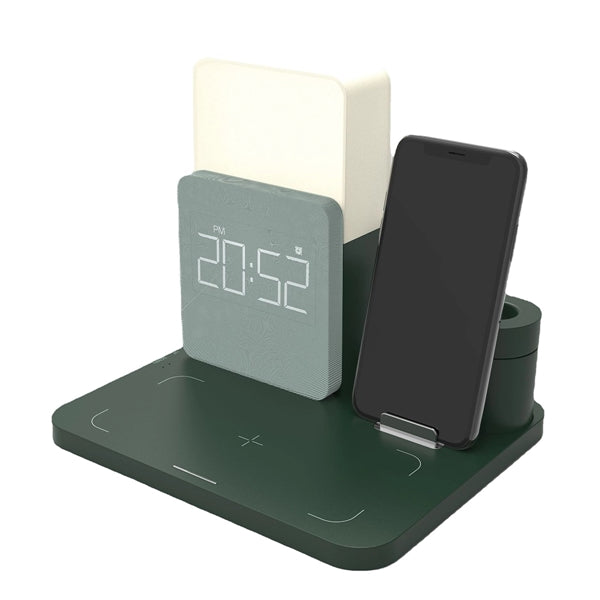 4-in-1 Wireless Charger Deck Alarm Clock Table Lamp