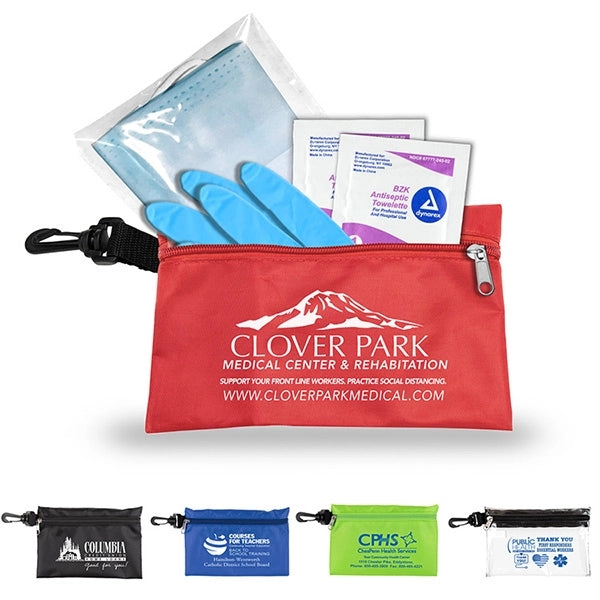 Hydra Protective Face & Gloves First Aid Kit in Zipper Pouch
