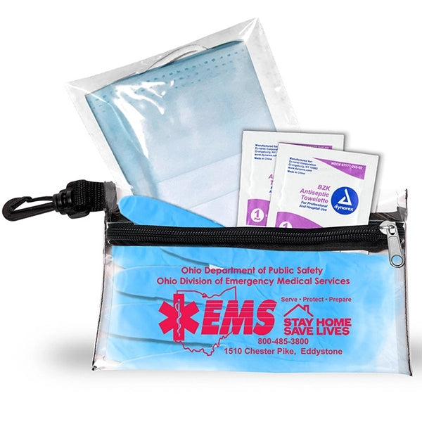Hydra Protective Face & Gloves First Aid Kit in Zipper Pouch
